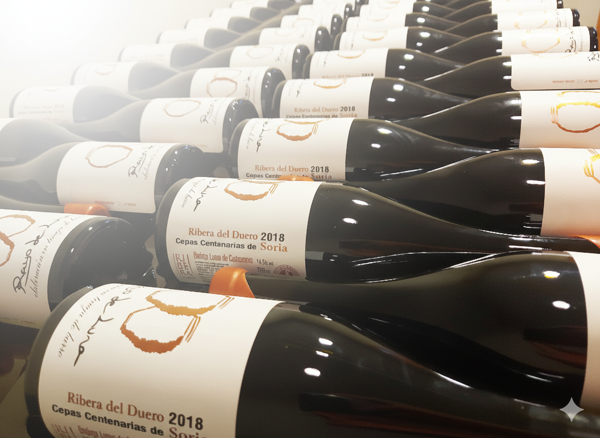 Imagen con filas de vinos